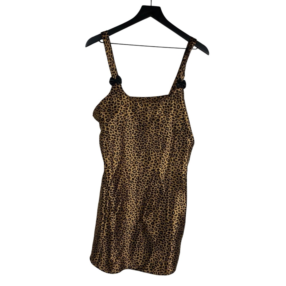 Sante Classics Slip Dress Women's Animal Print Satin 90's Y2K Mob Wife Size S
